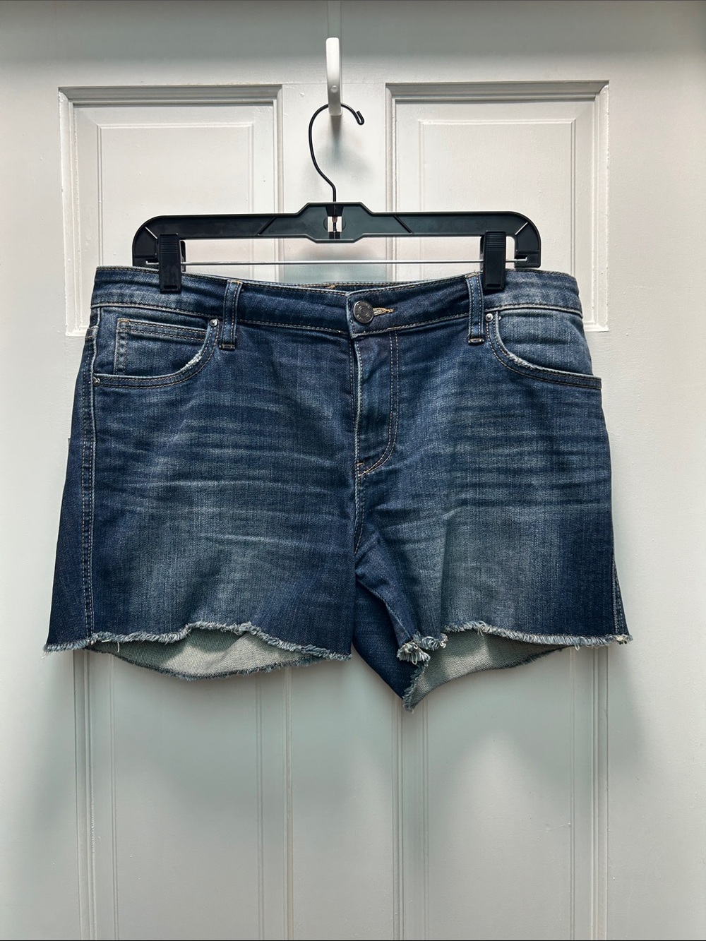 Kut from the Kloth Gidget Dark Blue Frayed Denim Shorts